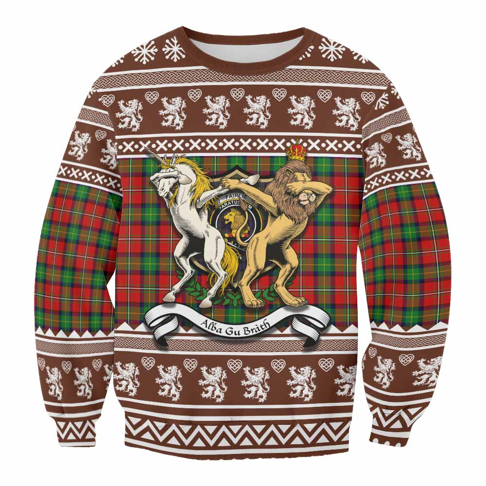 ScotsTee Shop Fairlie Clan Tartan Crest Christmas Sweatshirt Coat of Arms Funny Style