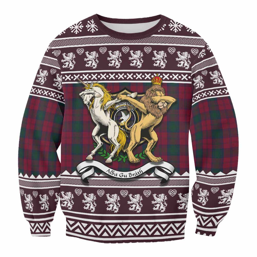 ScotsTee Shop Lindsay Clan Tartan Crest Christmas Sweatshirt Coat of Arms Funny Style