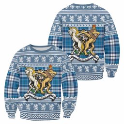 ScotsTee Shop Hutton Clan Tartan Crest Christmas Sweatshirt Coat of Arms Funny Style