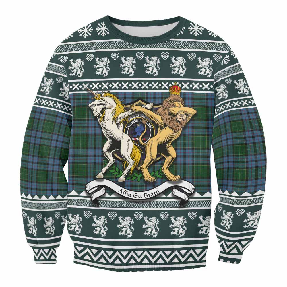ScotsTee Shop Forsyth Clan Tartan Crest Christmas Sweatshirt Coat of Arms Funny Style