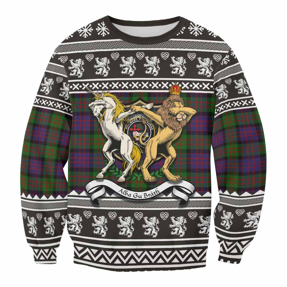 ScotsTee Shop MacDonald (McDonald) Clan Tartan Crest Christmas Sweatshirt Coat of Arms Funny Style