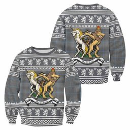 ScotsTee Shop Gladstone (Gladstanes) Clan Tartan Crest Christmas Sweatshirt Coat of Arms Funny Style