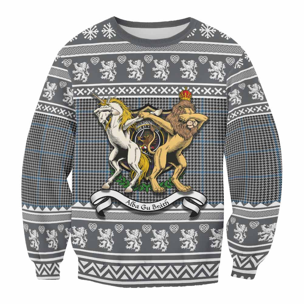 ScotsTee Shop Gladstone (Gladstanes) Clan Tartan Crest Christmas Sweatshirt Coat of Arms Funny Style