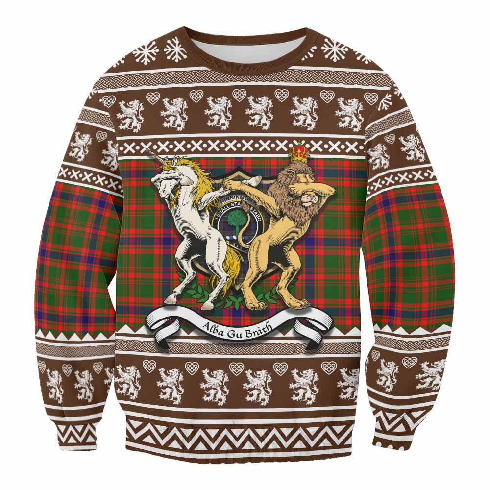 ScotsTee Shop Kinninmont Clan Tartan Crest Christmas Sweatshirt Coat of Arms Funny Style