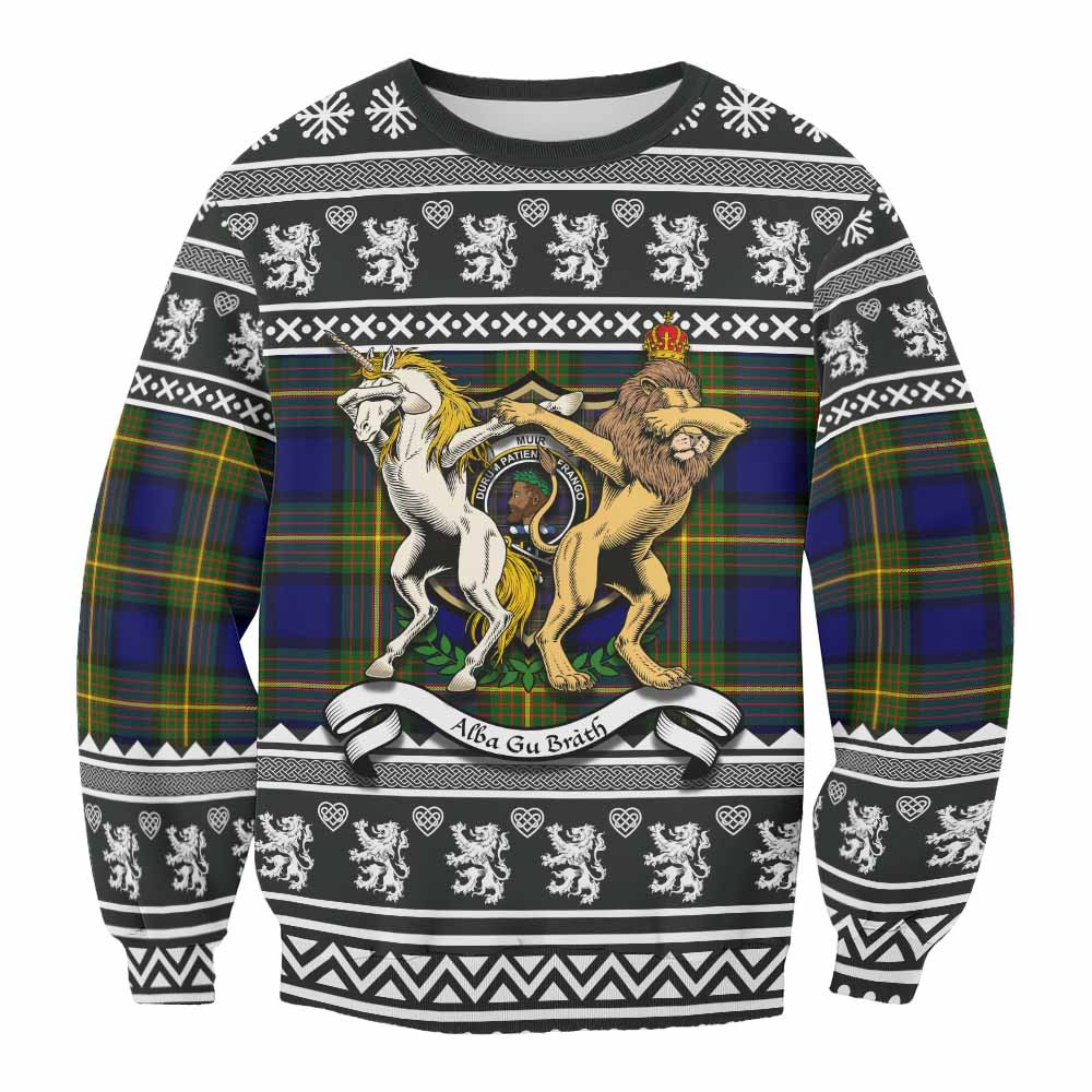 ScotsTee Shop Muir Clan Tartan Crest Christmas Sweatshirt Coat of Arms Funny Style