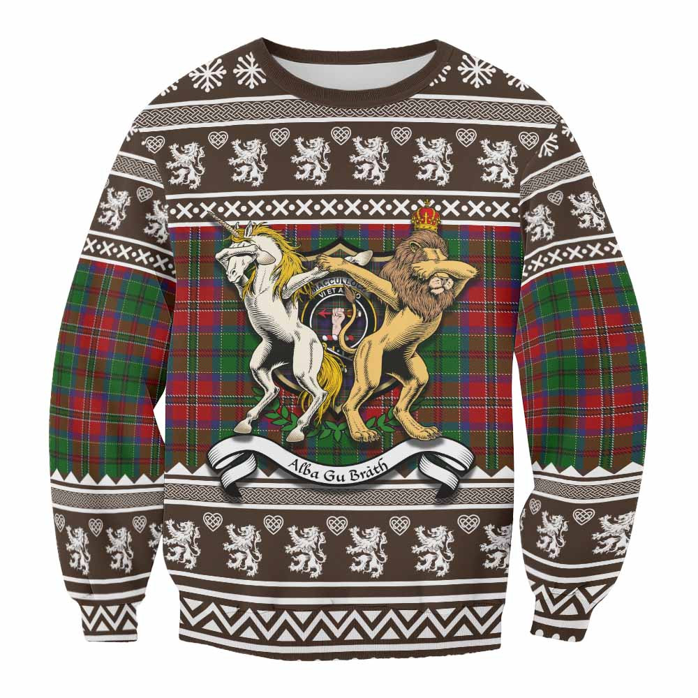 ScotsTee Shop MacCulloch (McCulloch) Clan Tartan Crest Christmas Sweatshirt Coat of Arms Funny Style