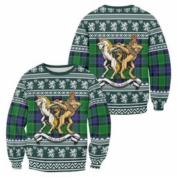 ScotsTee Shop Haldane Clan Tartan Crest Christmas Sweatshirt Coat of Arms Funny Style