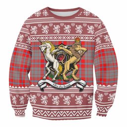 ScotsTee Shop Moubray Clan Tartan Crest Christmas Sweatshirt Coat of Arms Funny Style