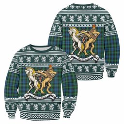 ScotsTee Shop Lyon Clan Tartan Crest Christmas Sweatshirt Coat of Arms Funny Style