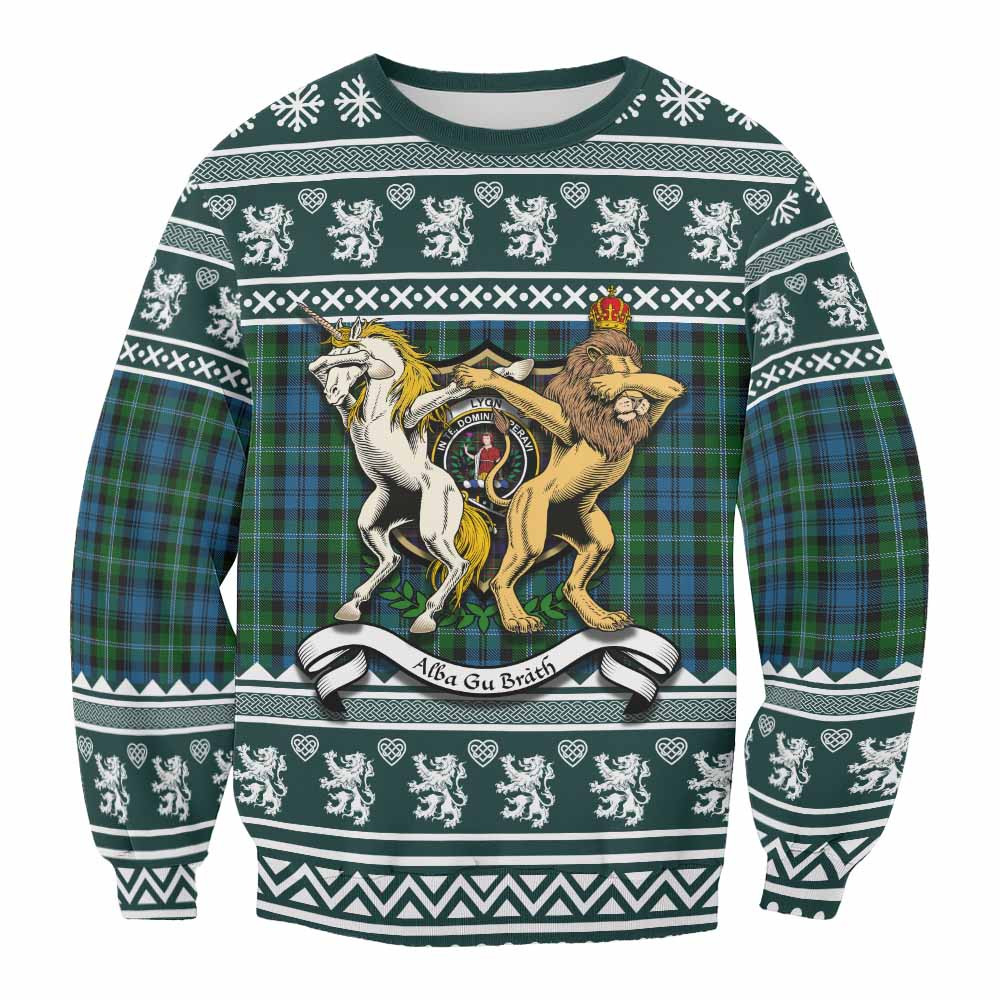 ScotsTee Shop Lyon Clan Tartan Crest Christmas Sweatshirt Coat of Arms Funny Style