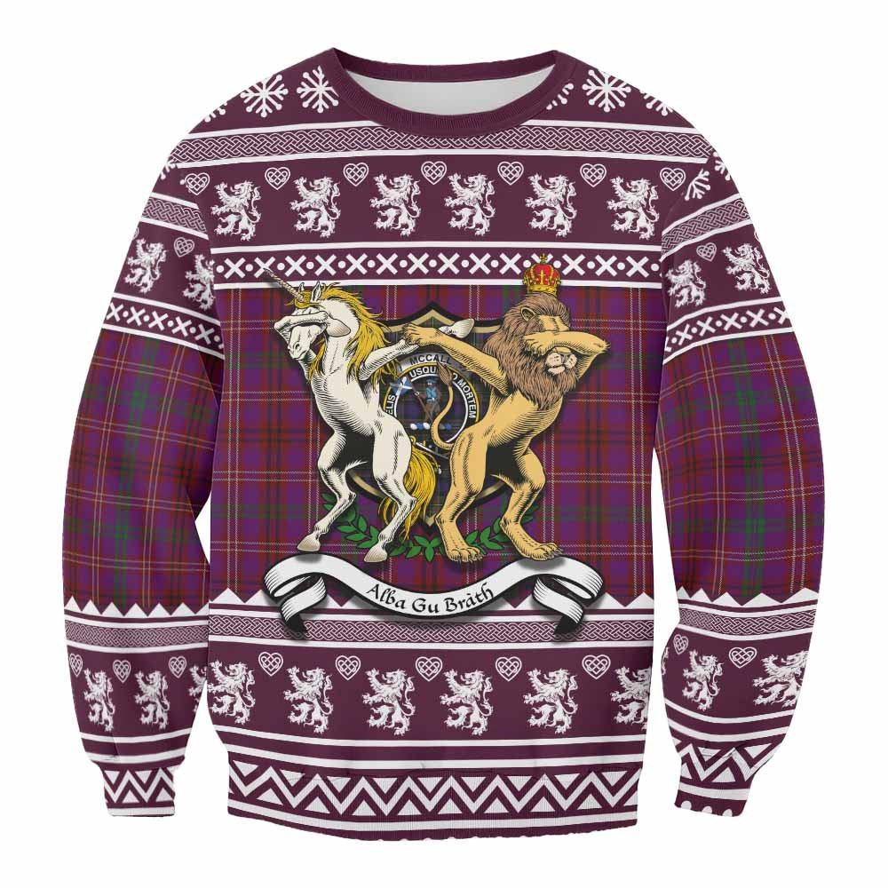 ScotsTee Shop McCall (Caithness) Clan Tartan Crest Christmas Sweatshirt Coat of Arms Funny Style