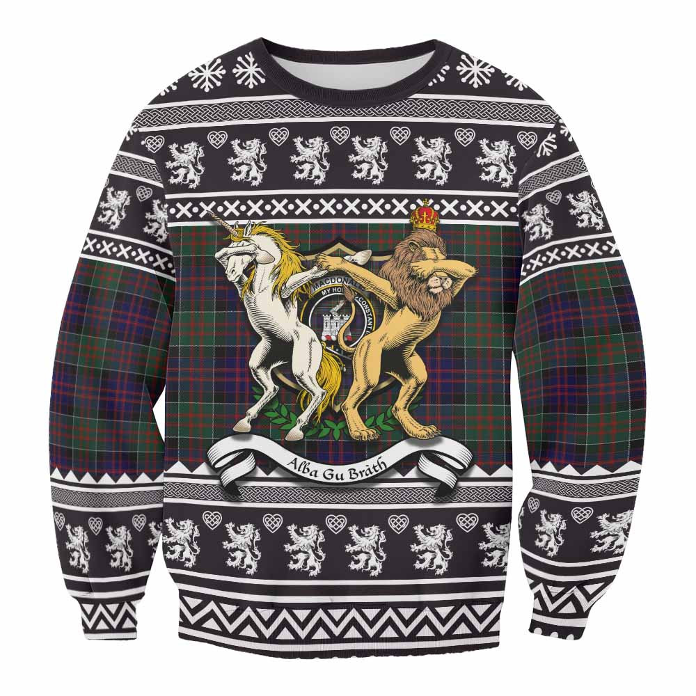 ScotsTee Shop MacDonald (McDonald) of Clanranald Clan Tartan Crest Christmas Sweatshirt Coat of Arms Funny Style