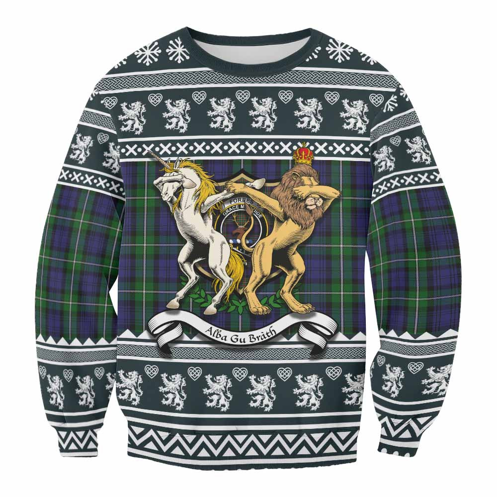 ScotsTee Shop Forbes Clan Tartan Crest Christmas Sweatshirt Coat of Arms Funny Style