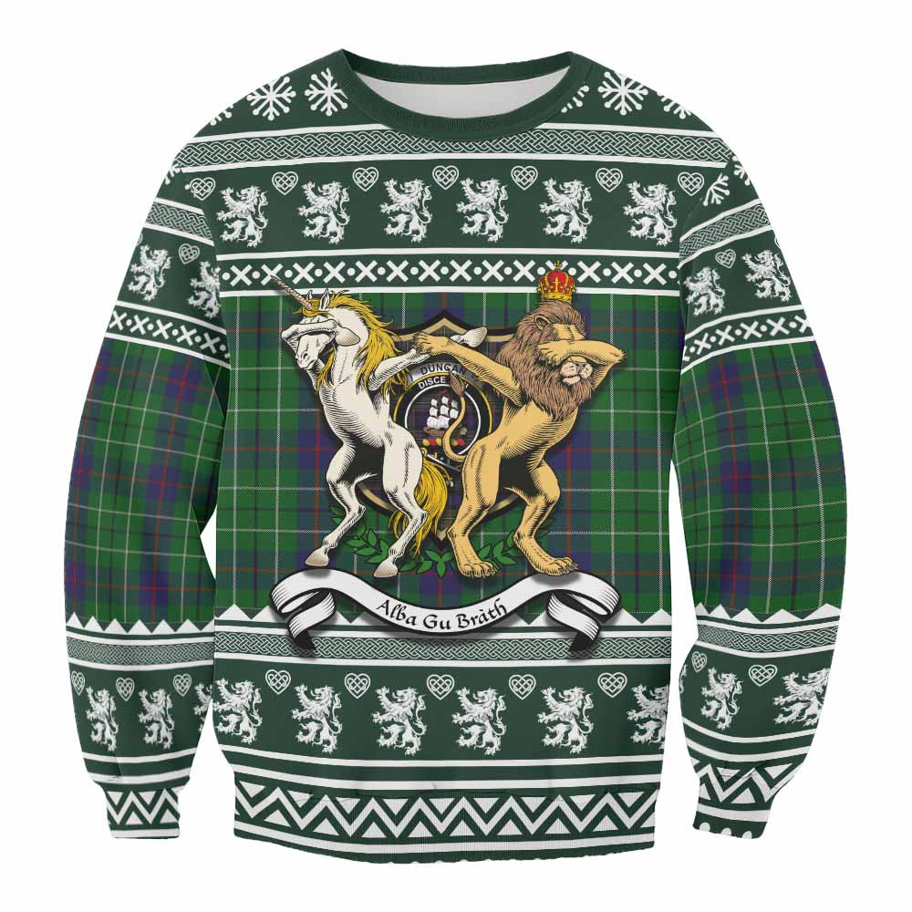 ScotsTee Shop Duncan Clan Tartan Crest Christmas Sweatshirt Coat of Arms Funny Style