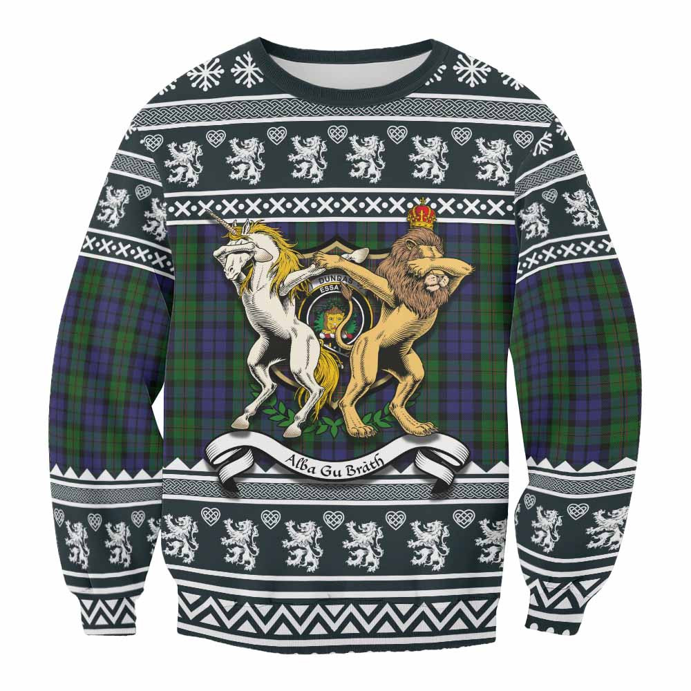 ScotsTee Shop Dundas Clan Tartan Crest Christmas Sweatshirt Coat of Arms Funny Style