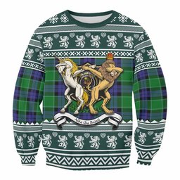 ScotsTee Shop Monteith Clan Tartan Crest Christmas Sweatshirt Coat of Arms Funny Style