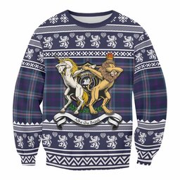 ScotsTee Shop Nevoy Clan Tartan Crest Christmas Sweatshirt Coat of Arms Funny Style