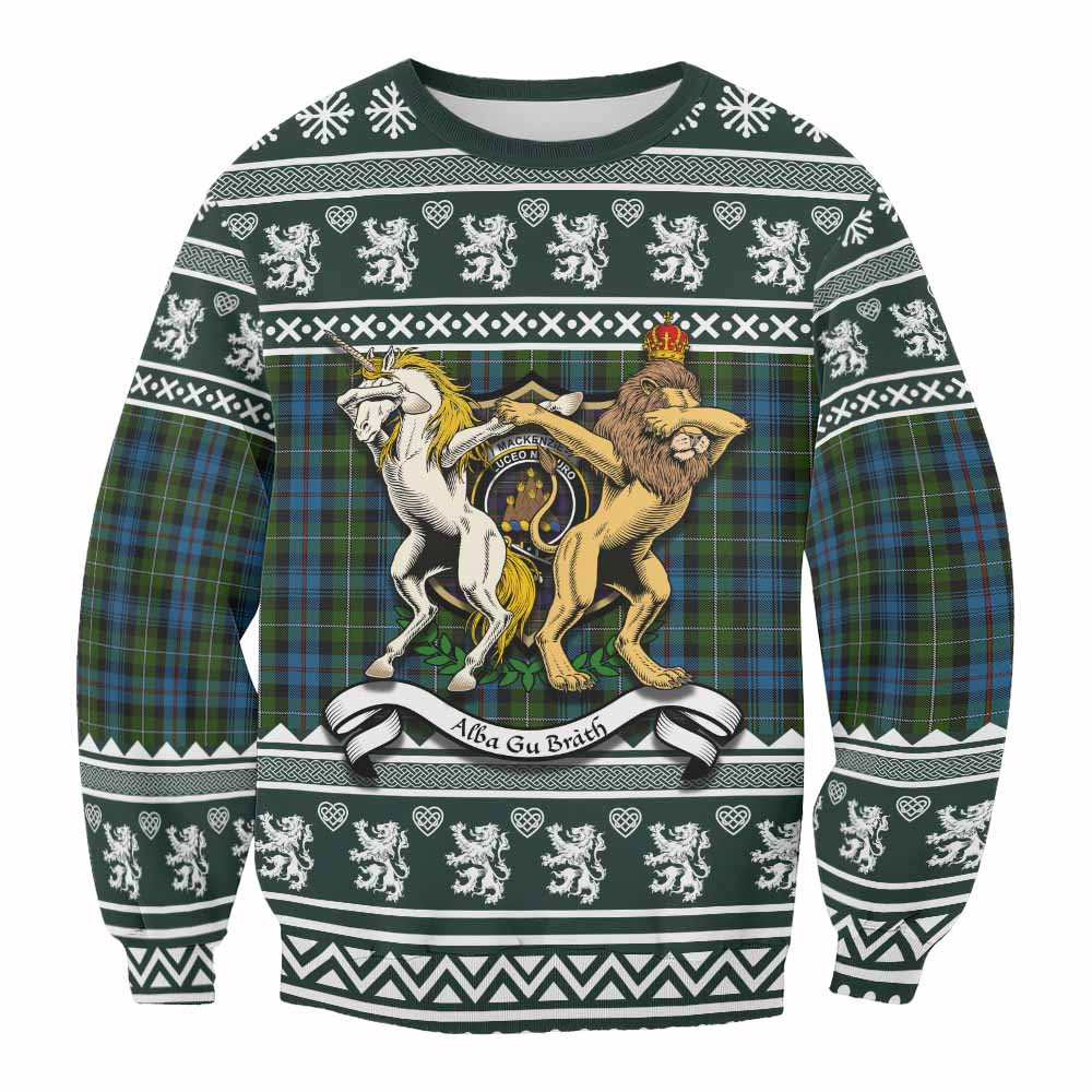 ScotsTee Shop Mackenzie (Mckenzie) Clan Tartan Crest Christmas Sweatshirt Coat of Arms Funny Style