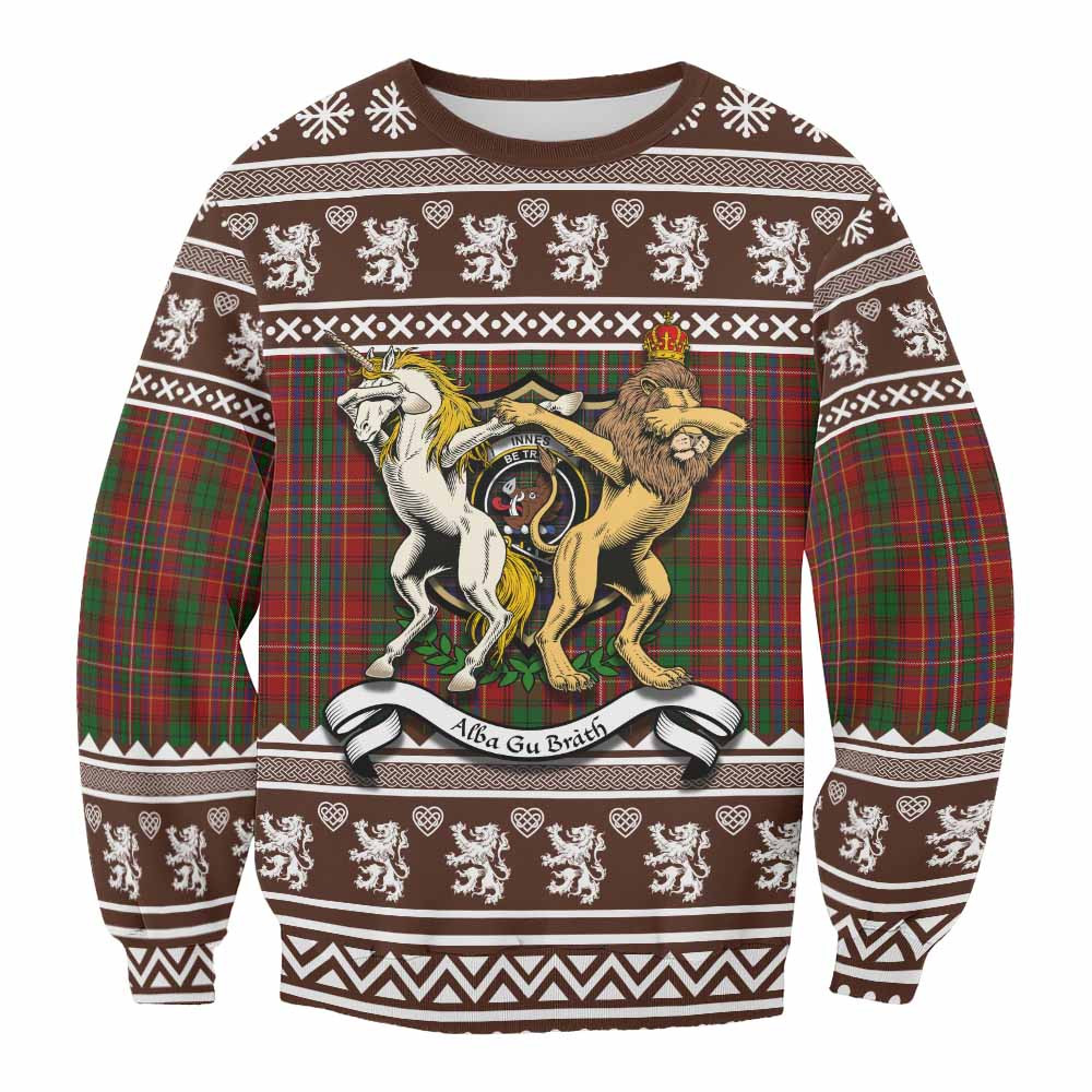 ScotsTee Shop Innes Clan Tartan Crest Christmas Sweatshirt Coat of Arms Funny Style