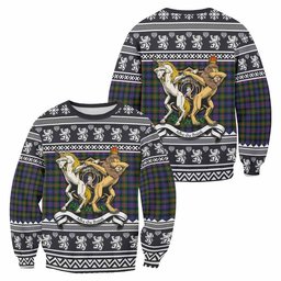 ScotsTee Shop Fleming Clan Tartan Crest Christmas Sweatshirt Coat of Arms Funny Style