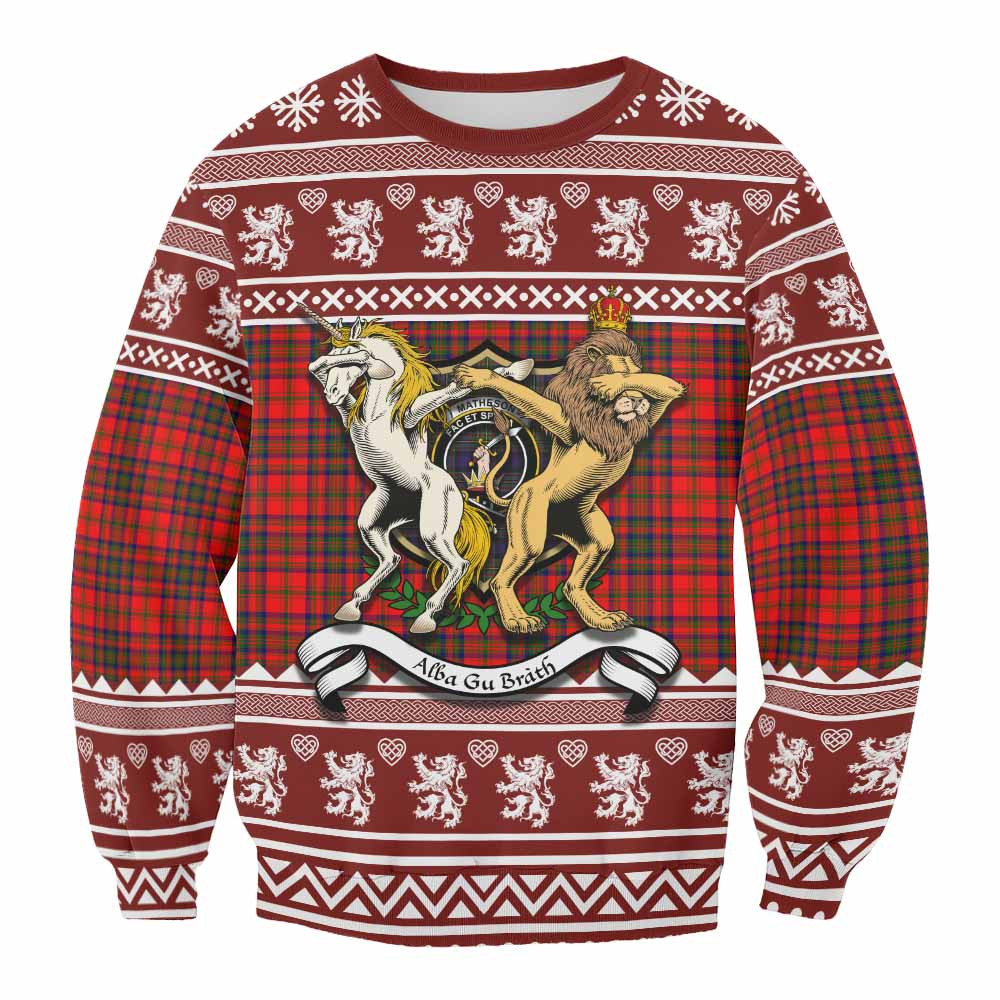 ScotsTee Shop Matheson Clan Tartan Crest Christmas Sweatshirt Coat of Arms Funny Style