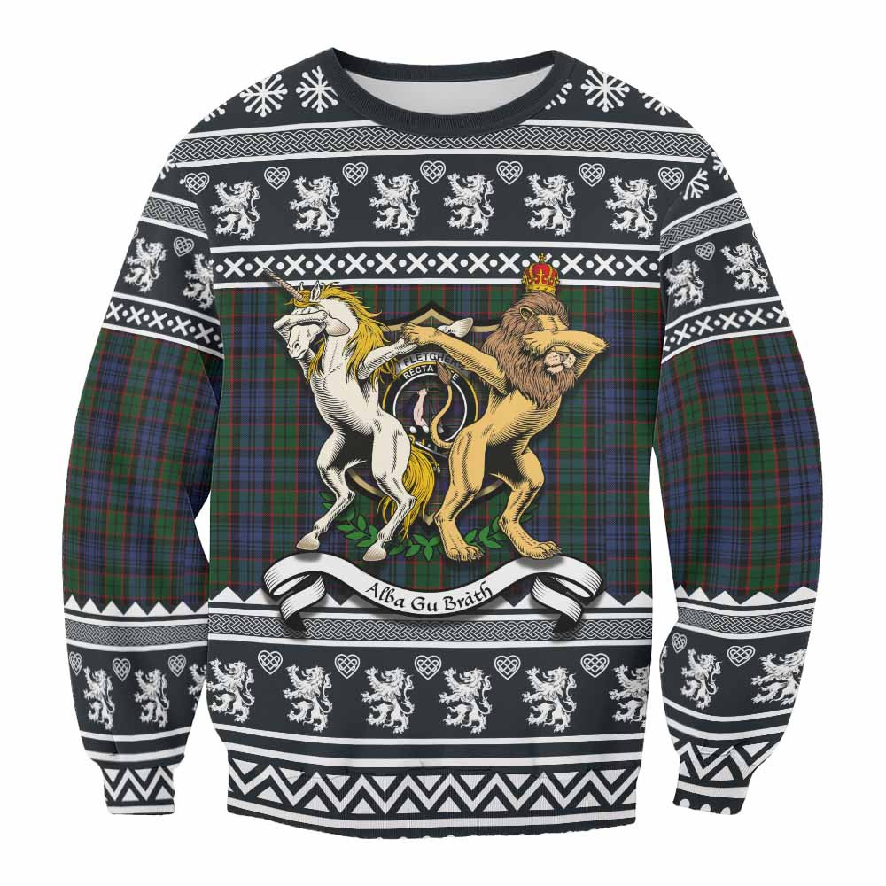 ScotsTee Shop Fletcher Clan Tartan Crest Christmas Sweatshirt Coat of Arms Funny Style