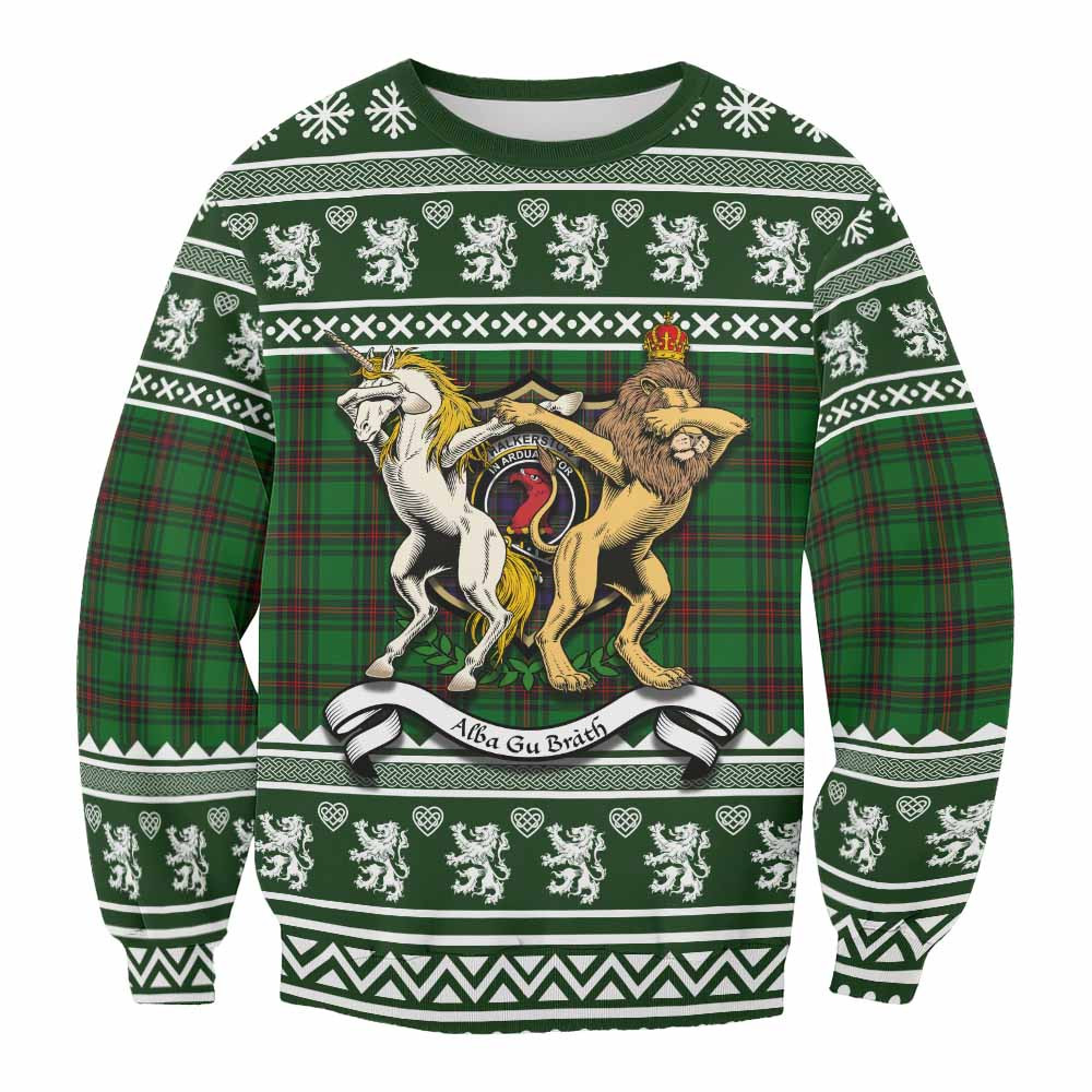 ScotsTee Shop Halkerston Clan Tartan Crest Christmas Sweatshirt Coat of Arms Funny Style