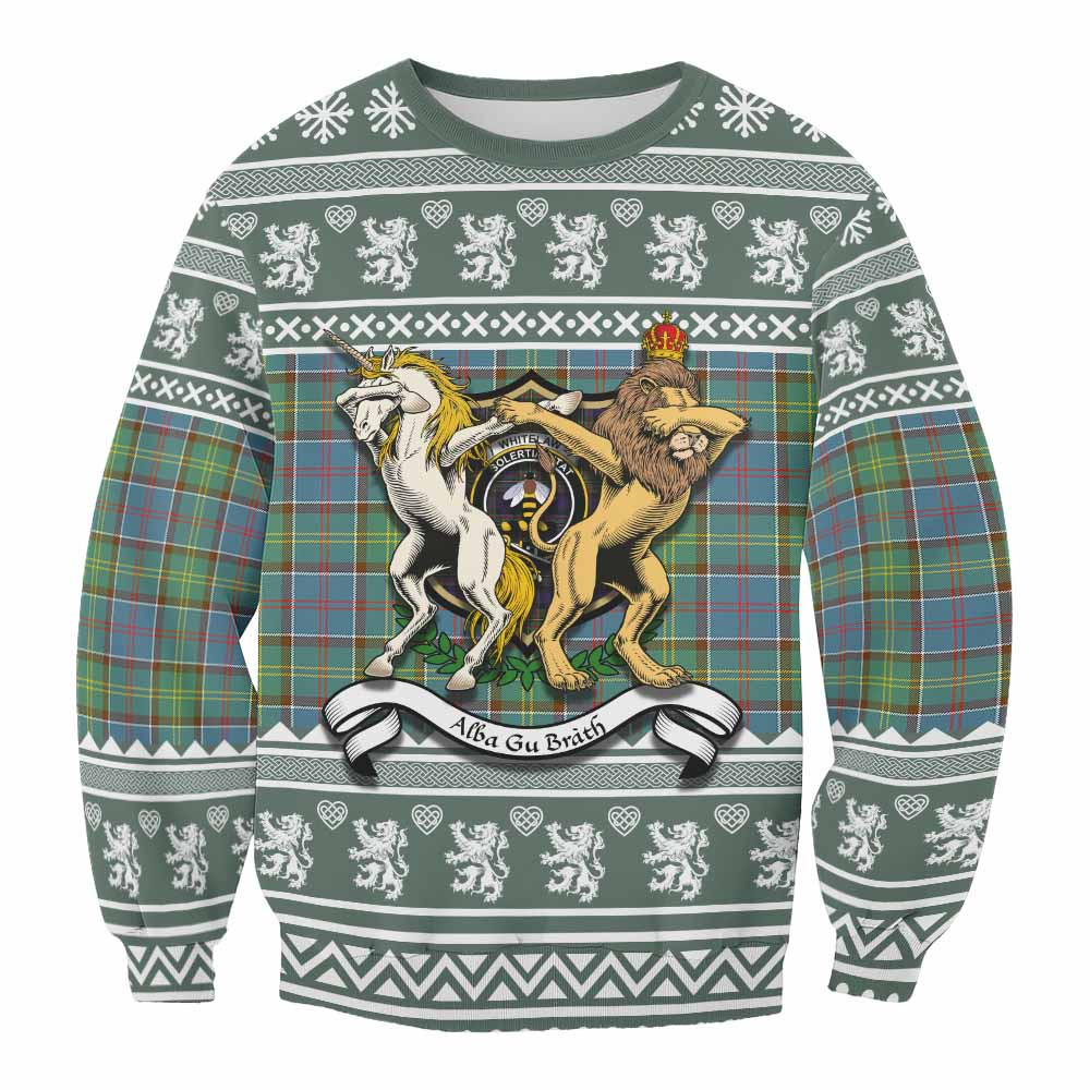 ScotsTee Shop Whitelaw Clan Tartan Crest Christmas Sweatshirt Coat of Arms Funny Style