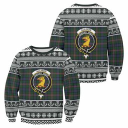 ScotsTee Shop Allison Clan Tartan Christmas Sweatshirt with Family Crest