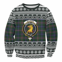 ScotsTee Shop Allison Clan Tartan Christmas Sweatshirt with Family Crest