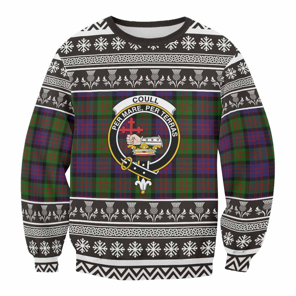 ScotsTee Shop Coull Clan Tartan Christmas Sweatshirt with Family Crest
