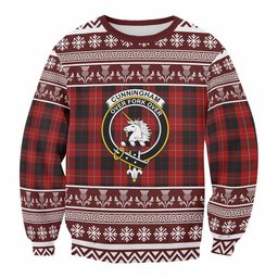 ScotsTee Shop Cunningham Clan Tartan Christmas Sweatshirt with Family Crest