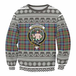 ScotsTee Shop Aikenhead Clan Tartan Christmas Sweatshirt with Family Crest