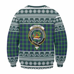 ScotsTee Shop Douglas Clan Tartan Christmas Sweatshirt with Family Crest