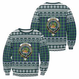ScotsTee Shop Douglas Clan Tartan Christmas Sweatshirt with Family Crest