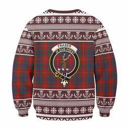 ScotsTee Shop Fraser Clan Tartan Christmas Sweatshirt with Family Crest