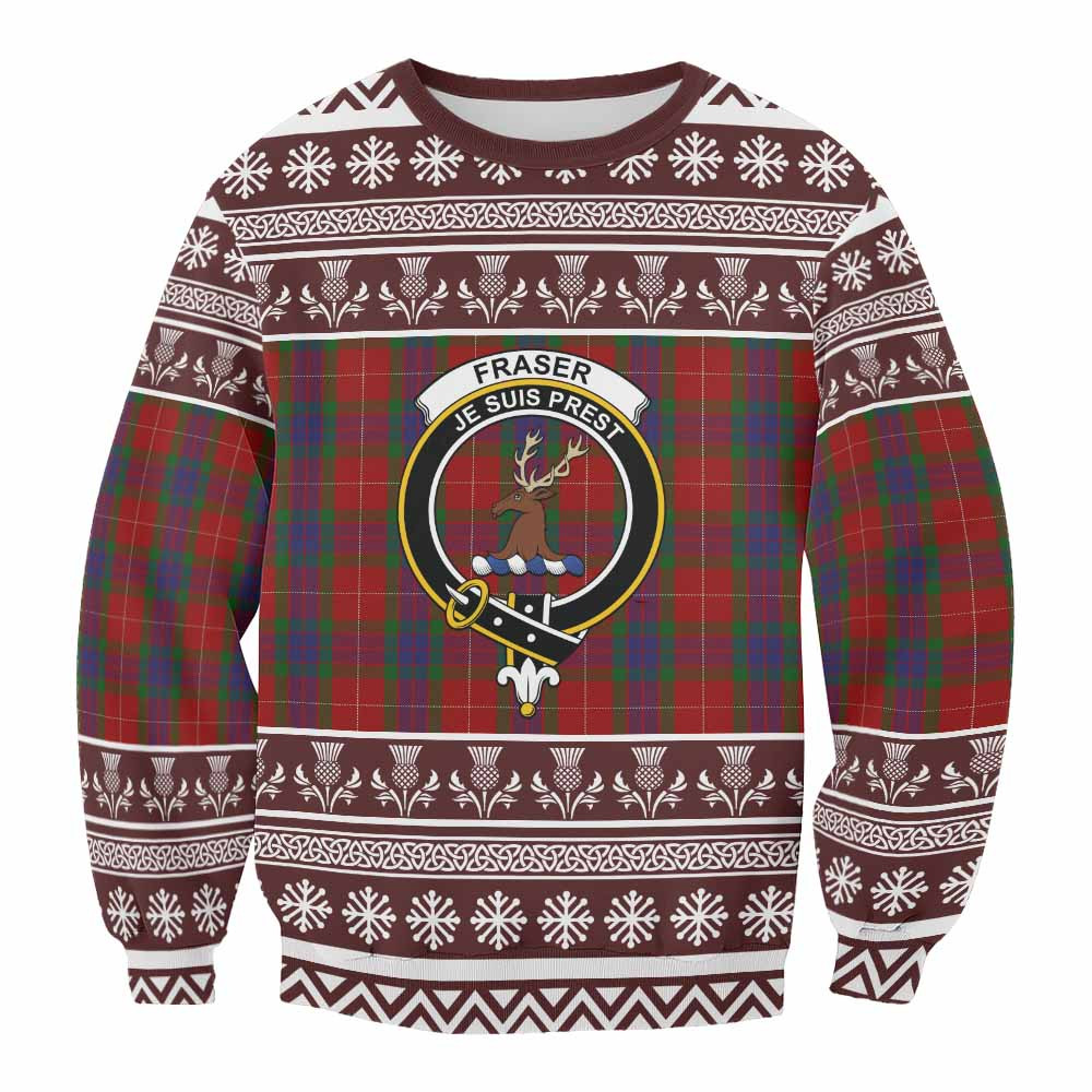 ScotsTee Shop Fraser Clan Tartan Christmas Sweatshirt with Family Crest