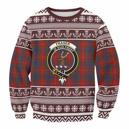 ScotsTee Shop Fraser Clan Tartan Christmas Sweatshirt with Family Crest