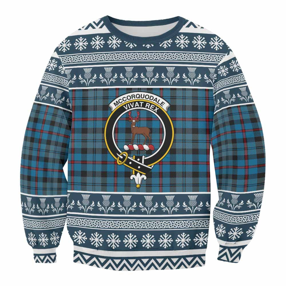ScotsTee Shop MacCorquodale (McCorquodale) Clan Tartan Christmas Sweatshirt with Family Crest