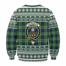 ScotsTee Shop Haliburton Clan Tartan Christmas Sweatshirt with Family Crest
