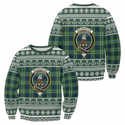 ScotsTee Shop Haliburton Clan Tartan Christmas Sweatshirt with Family Crest