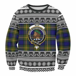 ScotsTee Shop Muir Clan Tartan Christmas Sweatshirt with Family Crest