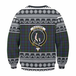 ScotsTee Shop Fletcher Clan Tartan Christmas Sweatshirt with Family Crest