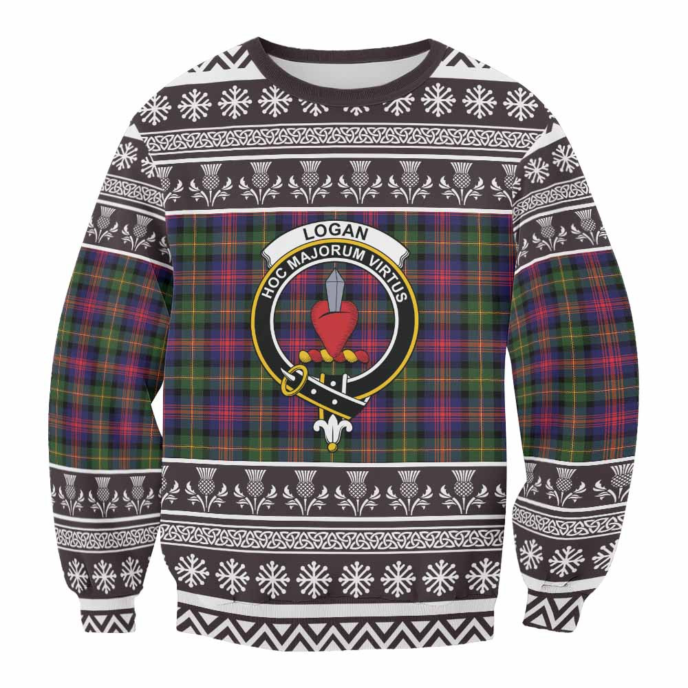 ScotsTee Shop Logan Clan Tartan Christmas Sweatshirt with Family Crest