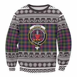 ScotsTee Shop Logan Clan Tartan Christmas Sweatshirt with Family Crest