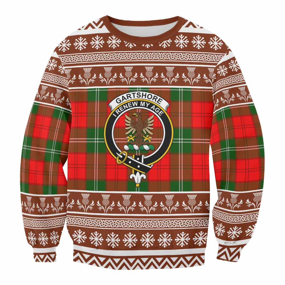 ScotsTee Shop Gartshore Clan Tartan Christmas Sweatshirt with Family Crest