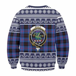 ScotsTee Shop Maule Clan Tartan Christmas Sweatshirt with Family Crest