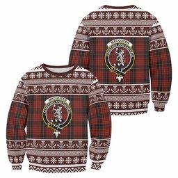ScotsTee Shop MacQueen (McQueen) Clan Tartan Christmas Sweatshirt with Family Crest