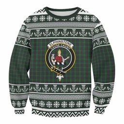 ScotsTee Shop Elphinstone Clan Tartan Christmas Sweatshirt with Family Crest