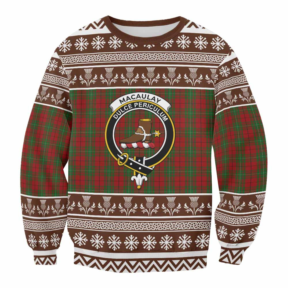 ScotsTee Shop MacAulay (MacAuley) Clan Tartan Christmas Sweatshirt with Family Crest